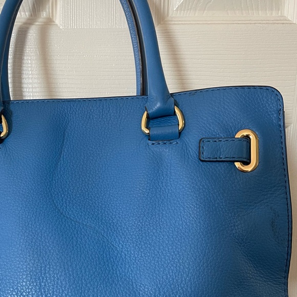 Michael Kors Hamilton Navy & Light Blue Large Leather Satchel Shoulder Bag - Picture 5 of 10